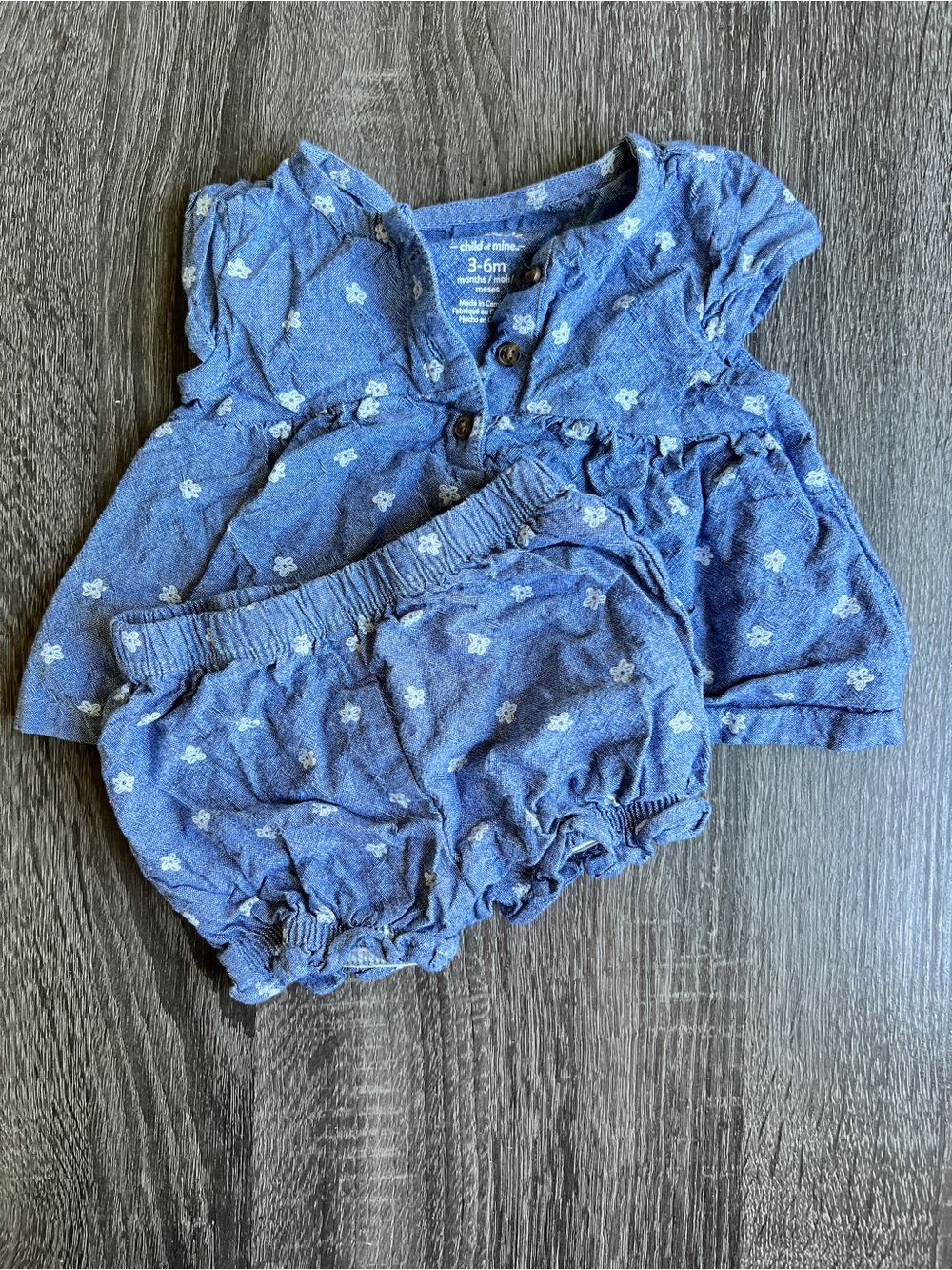 Child of Mine 3-6M Floral Chambray Bloomers Set Baby Girl Outfit